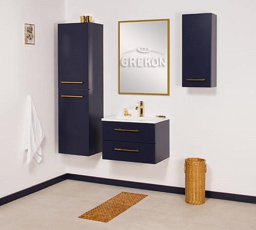 Szafka wisząca z umywalką granatowy mat 60 cm Belli Gold Gante