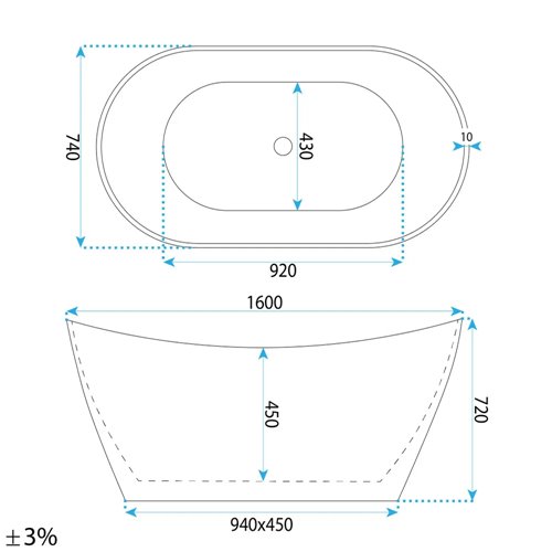 Wanna wolnostojąca 160 cm Ferrano Slim Rea zdjęcie 10