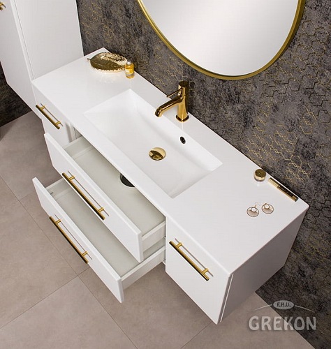 Szafka wisząca z umywalką biały mat 120 cm Belli Gold Gante