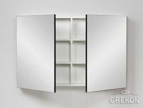 Czarna matowa szafka wisząca z lustrem 65x100 Victa