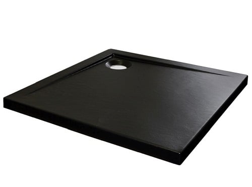 Czarny brodzik struktura kamienna 90x90 Cezar Kerra