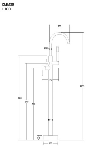 Bateria wannowa wolnostojąca chrom CMM35CH Lugo Corsan