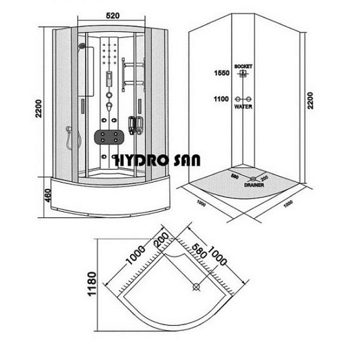 Kabina prysznicowa z hydromasażem Lima 9911 100x100