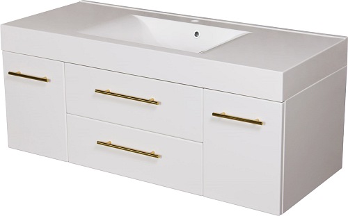 Szafka wisząca biały mat z umywalką 120 cm Nela Belli Gold Gante