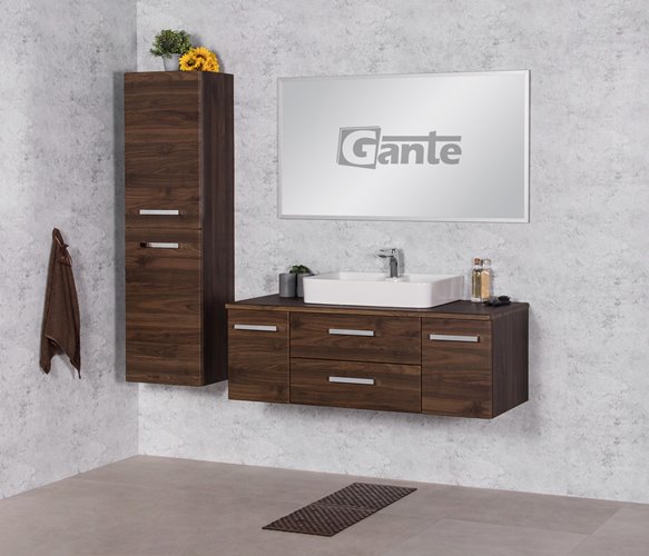 Szafka łazienkowa wisząca z umywalką nablatową 120 cm 50/2 Luna Fokus kolor orzech