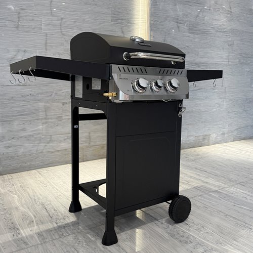 Grill gazowy APOLLO-A kolor czarny ruszt żeliwny moc 8,5 kW + pokrowiec + palnik boczny
