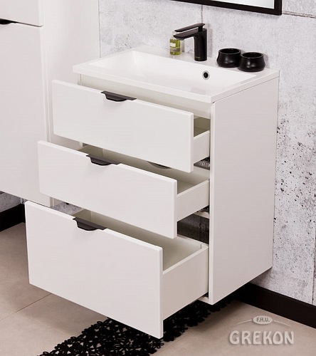 Biała szafka łazienkowa z umywalką 60/3 cm Victa