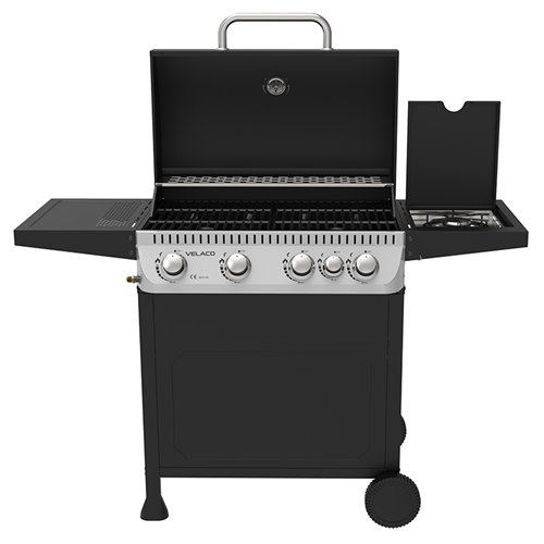 Grill gazowy APOLLO-C kolor czarny ruszt żeliwny moc 14,5 kW + pokrowiec + palnik boczny