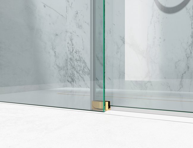 Kabina prysznicowa narożna 150x80 cm szkło 8mm mleczne profile złoty połysk Swiss Liniger