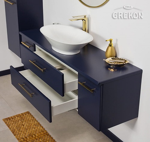 Szafka wisząca z umywalką nablatową 140/39 cm Belli Gold Gante