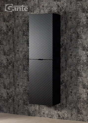 Regał łazienkowy wiszący szklane fronty czarny uchwyt Glow Gante