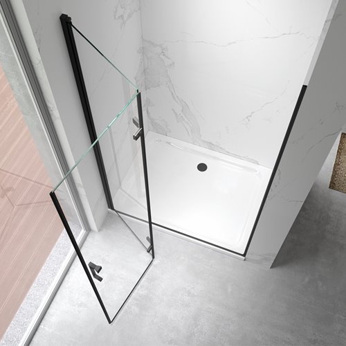 Czarne drzwi prysznicowe składane do wnęki 80 cm ZES-KZ21B-BL-80