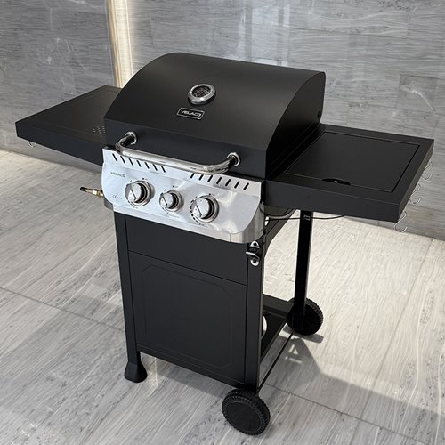 Grill gazowy APOLLO-A kolor czarny ruszt żeliwny moc 8,5 kW + pokrowiec + palnik boczny