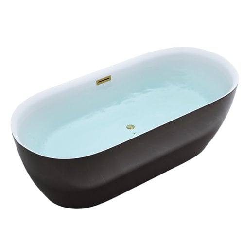 Wanna wolnostojąca czarno-biała złoty korek oraz przelew 150 cm Cesana Hydrosan