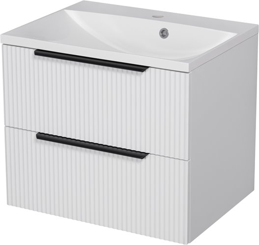 Szafka łazienkowa wisząca frezowana z umywalką 60 cm 46/2 Sydney kolor biały