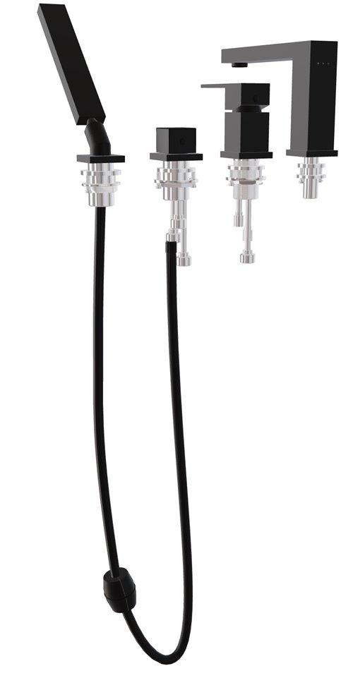 Bateria wannowa 4-otworowa czarny matt Modern/ Varium Besco BW-MV4-CZ