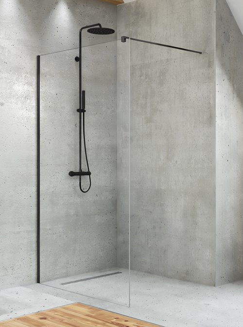 Czarna ścianka prysznicowa 100 cm Velio New Trendy D-0143B
