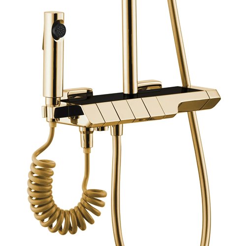 Złoty zestaw prysznicowy z wylewką i termostatem Rob Rea Gold