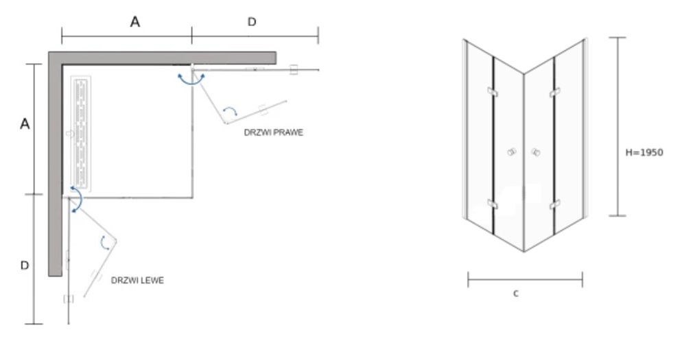 Kabina prysznicowa drzwi składane 80x80 cm BK122FT08 Foldex Clean Glass