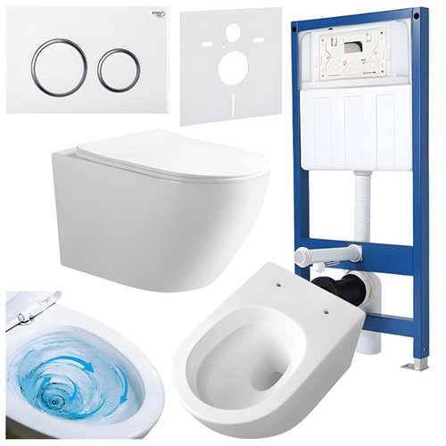 Zestaw podtynkowy kompletny stelaż + miska MIZU-WH-TR-03 + przycisk Button-4-WH biały