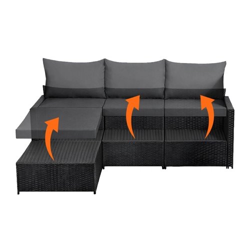 Meble ogrodowe technorattan sofa, stół, dostawka zestaw Volta zdjęcie 19