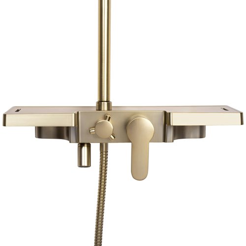 Złoty szczotkowany zestaw prysznicowy z półką Bravo Rea Gold Brush