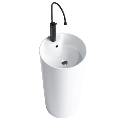 Umywalka wolnostojąca ceramiczna owalna biała 85x40 cm LINO-WH-400