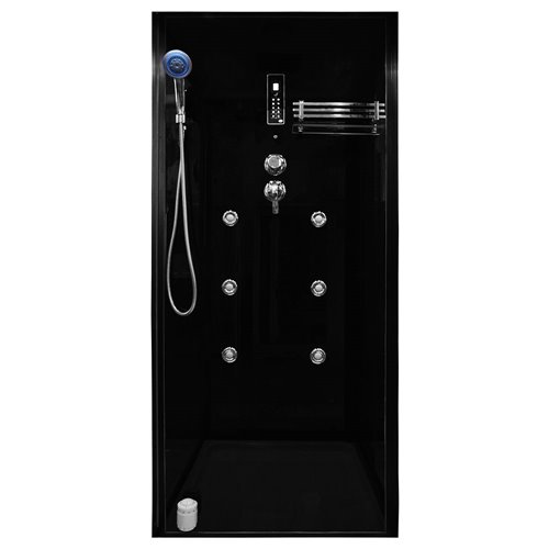 Sauno kabina prysznicowa prostokątna czarna 180x110 cm MO-1752B PRAWA TRIO