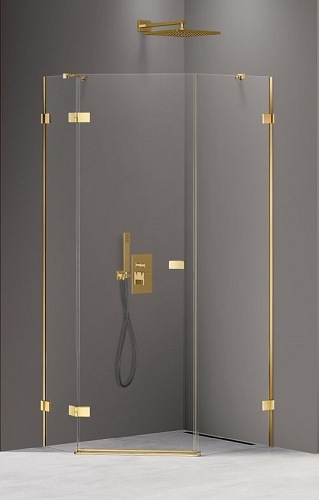 Zlota kabina pięciokątna 100x80 EXK-3849 Avexa New Trendy Gold Shine