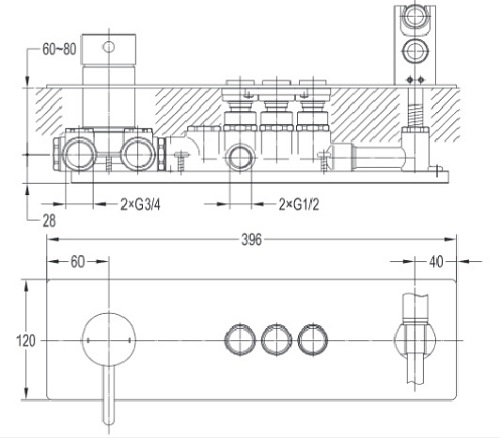Bateria podtynkowa, 3 wyjściowa Y1237/1 GC GoClick Omnires