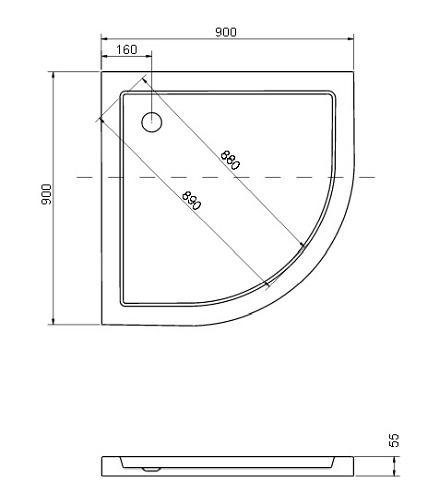 Brodzik półokrągły 90x90 Aron Besco