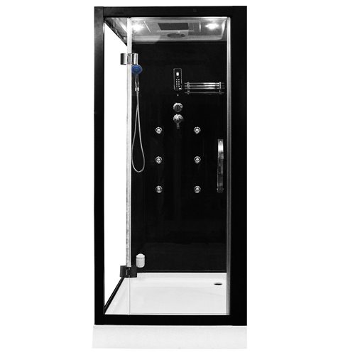 Sauno kabina prysznicowa prostokątna czarna 180x110 cm MO-1752B PRAWA TRIO