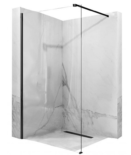 Czarna ścianka prysznicowa walk-in 110 cm Aero Black Mat Rea