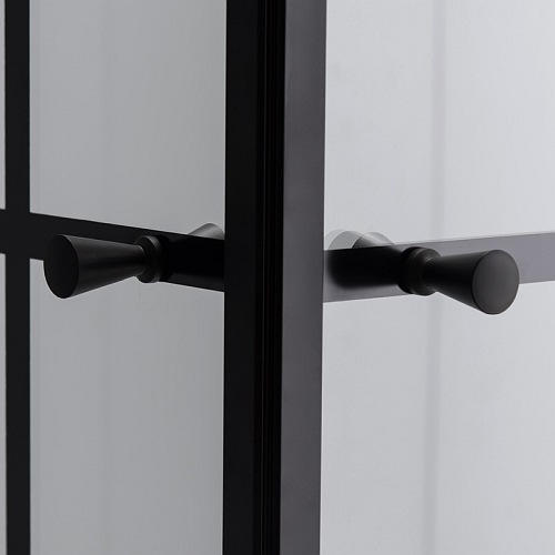 Czarna kabina prysznicowa kwadratowa loft szprosy drzwi składane 90x90 BS08B