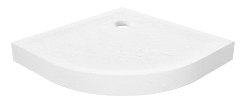 Biały brodzik prysznicowy półokrągły 80x80 cm struktura kamienia Mild Stone New Trendy B-0516
