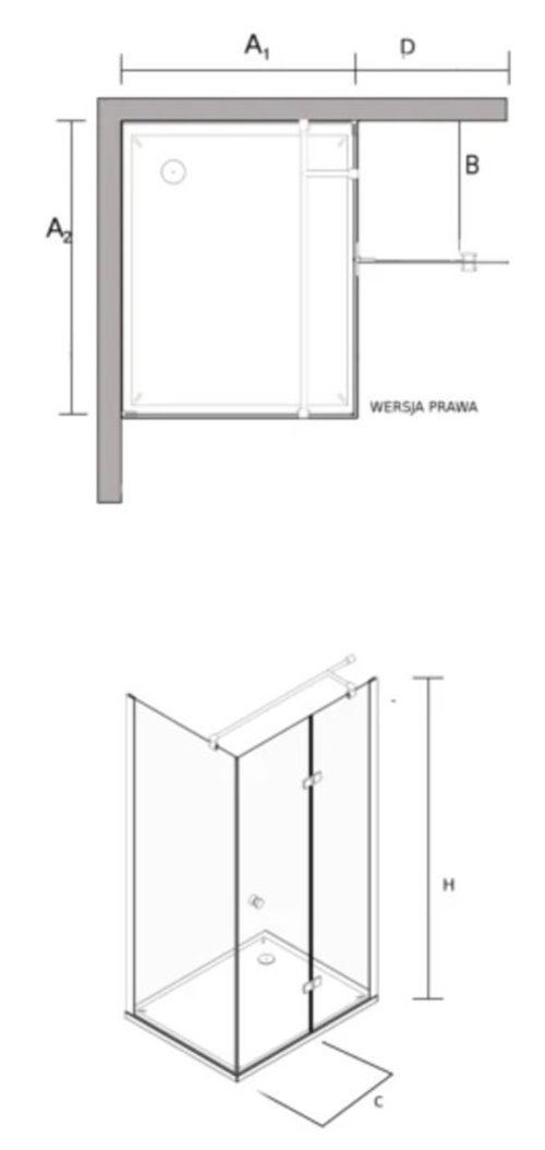 Kabina prysznicowa, prostokątna 100x80 cm BK247T08/10P