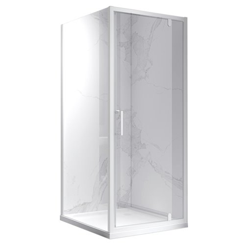 Biała kabina prysznicowa 80x80 kwadratowa drzwi pełne uchylne KZ04B