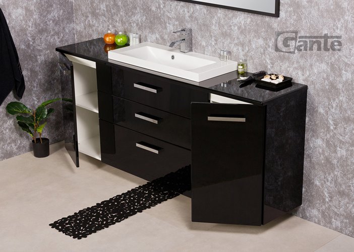 Czarna szafka wisząca z umywalką 180 cm seria Fokus C