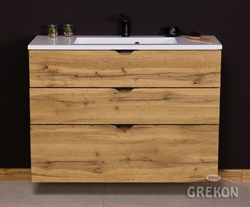 Szafka łazienkowa wisząca z umywalką dąb naturalny 100 cm Victa Gante