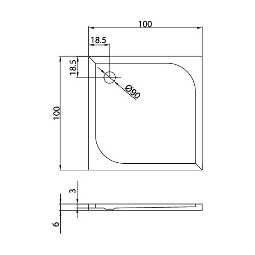 Brodzik kwadratowy 100x100 B-0138 Cantare New Trendy