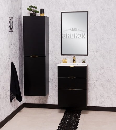 Czarna szafka łazienkowa z umywalką 50/3 cm Victa