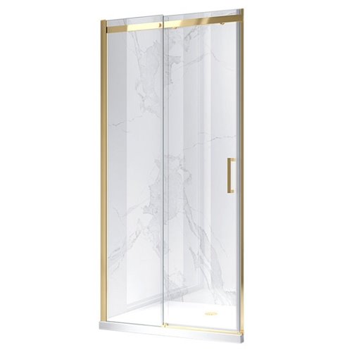 Złote szczotkowane drzwi prysznicowe do wnęki 115-120 cm rozsuwane szkło 8 mm ZES-KZ09C-GL-BR-120