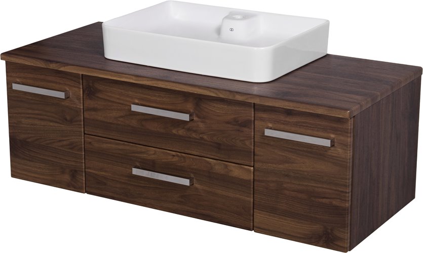 Szafka łazienkowa wisząca z umywalką nablatową 120 cm 50/2 Luna Fokus kolor orzech