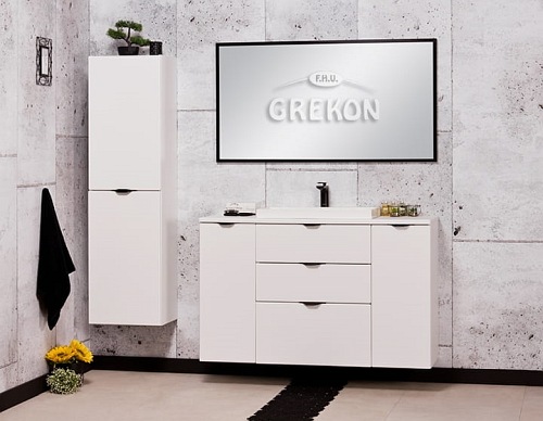 Biała szafka łazienkowa z umywalką 120/3 cm Liv Victa