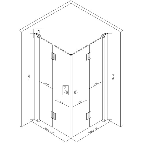 Czarna kabina prysznicowa kwadratowa loft szprosy drzwi składane 90x90 BS08B