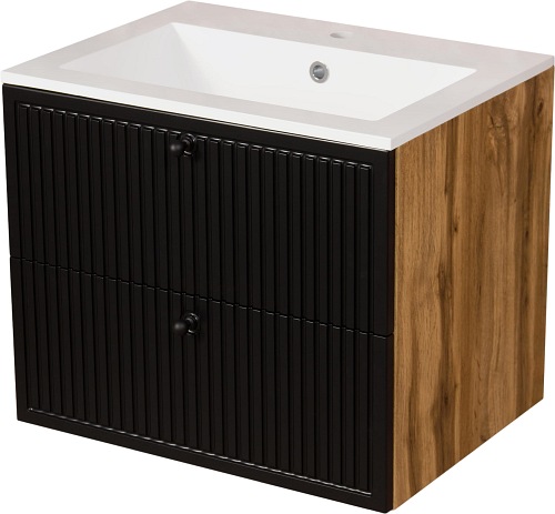 Szafka łazienkowa z umywalką kolor czarny mat wisząca 60 cm Argento Gante