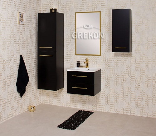 Szafka wisząca z umywalką czarny mat 50 cm Belli Gold Gante
