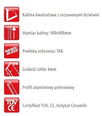 Kabina prysznicowa kwadratowa 90x90 FT0409 Lido Atrium