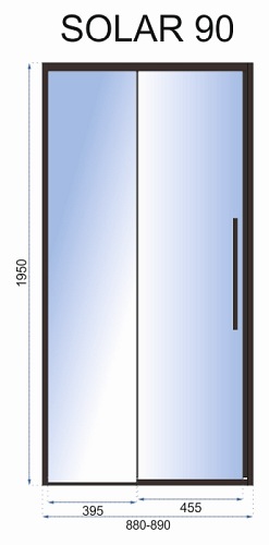 Drzwi prysznicowe szerokość 90 cm czarne profile Solar Rea