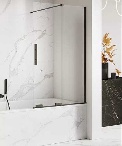 Czarny matowy parawan wannowy rozsuwany 90 cm Smart Black New Trendy EXK-4199